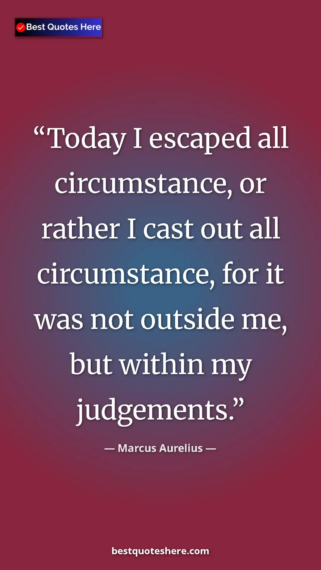 Pinterest quote poster by Marcus Aurelius: "Today I escaped all circumstance, or rather I cast out all..."