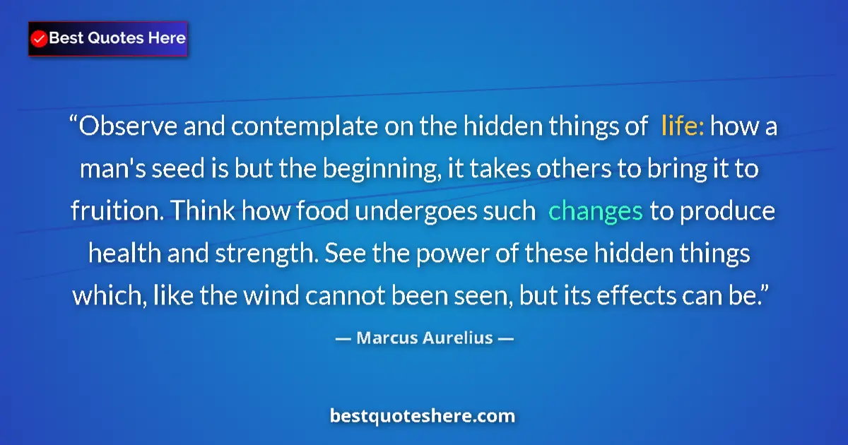 Quote by Marcus Aurelius: Observe and contemplate on the hidden things of li