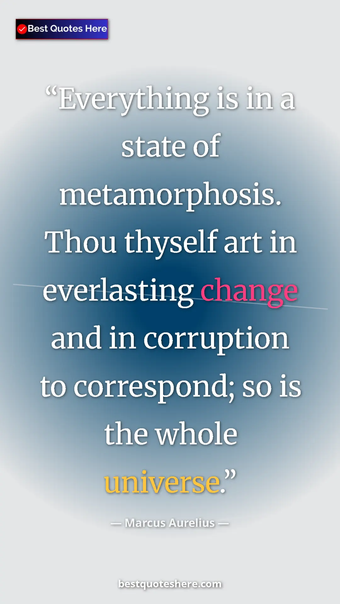 Pinterest quote poster by Marcus Aurelius: "Everything is in a state of metamorphosis. Thou thyself art..."