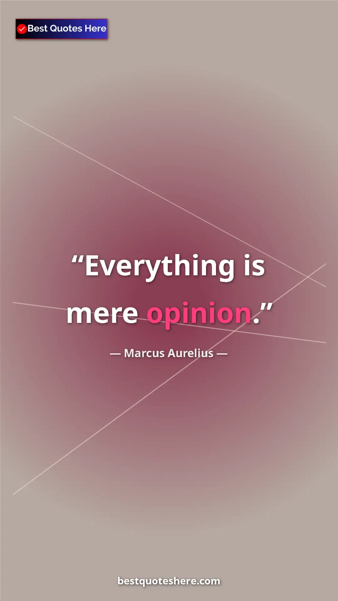 Pinterest quote poster by Marcus Aurelius: "Everything is mere opinion."