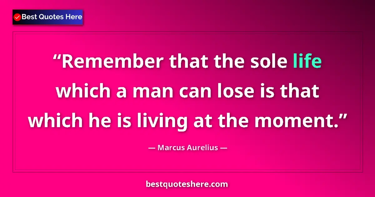 Marcus Aurelius quote: "Remember that the sole life which a man can lose is that..."