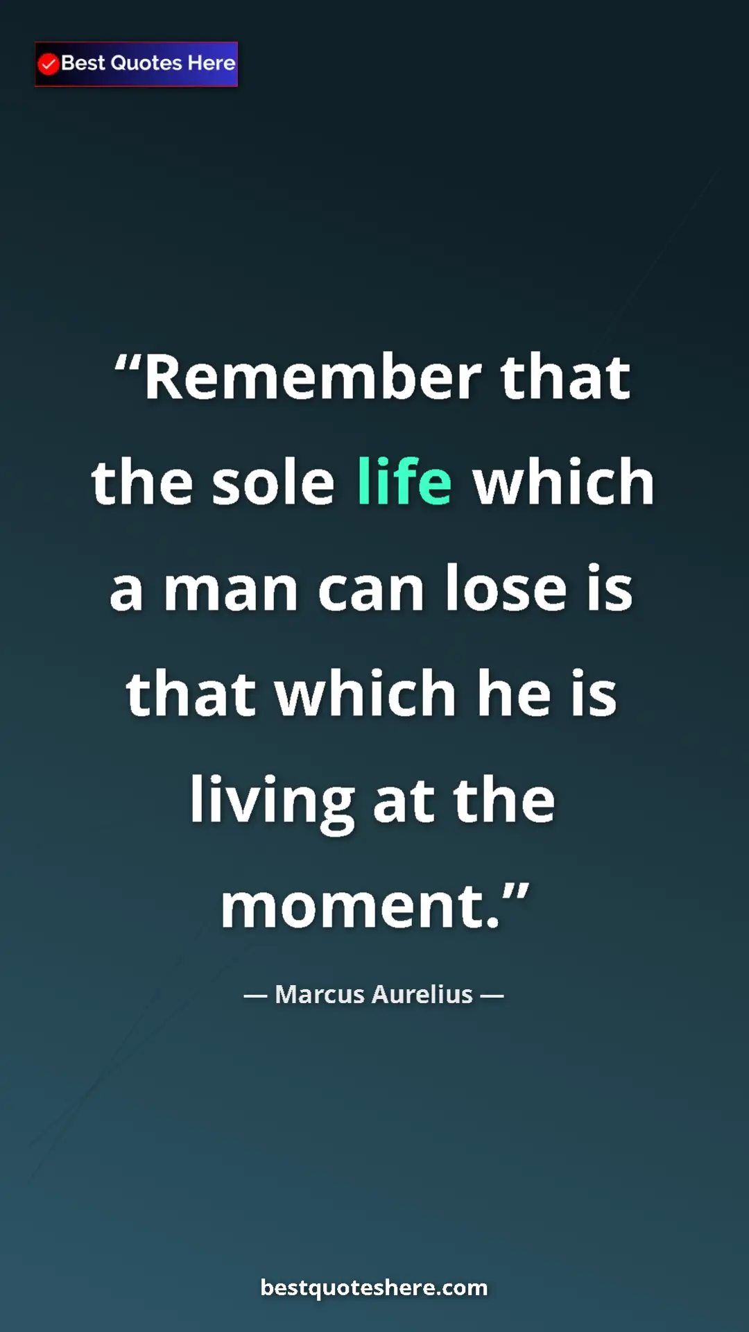 Pinterest quote poster by Marcus Aurelius: "Remember that the sole life which a man can lose is that..."