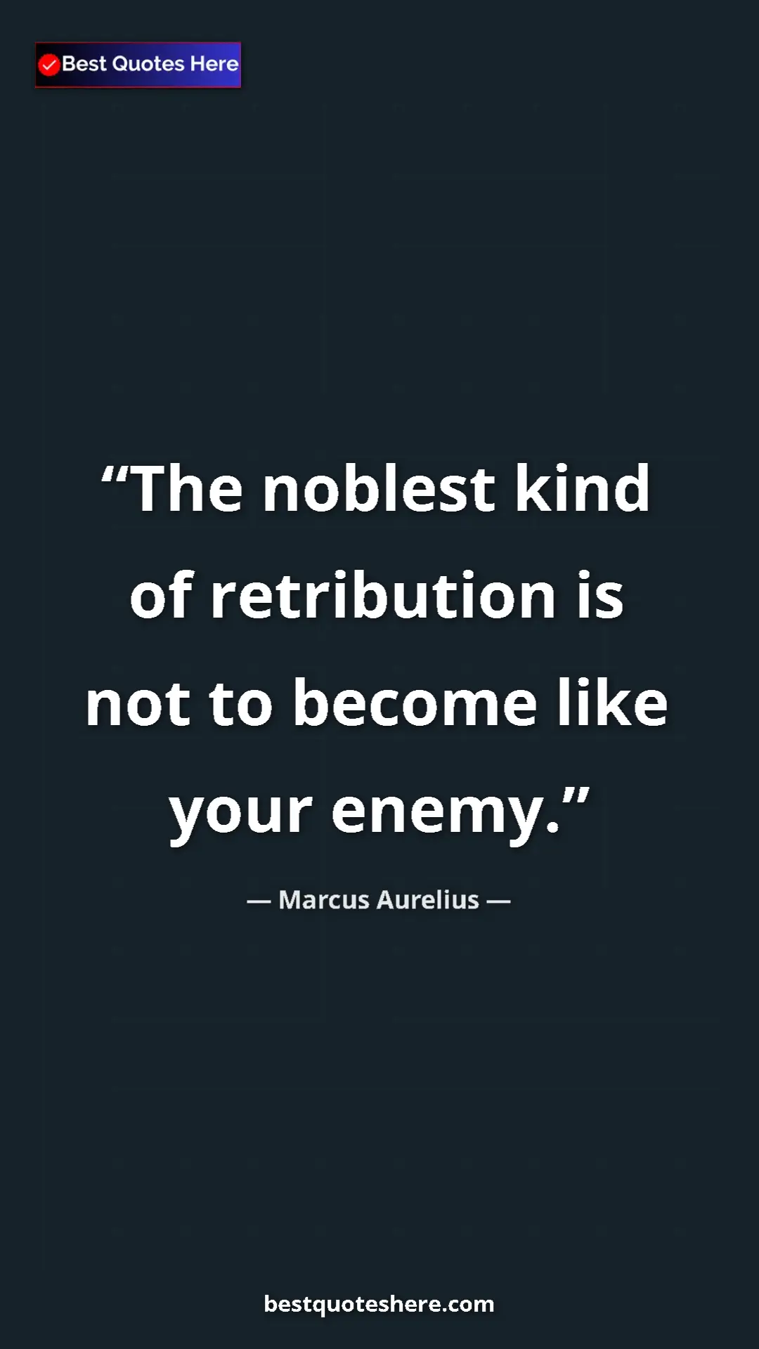 Pinterest quote poster by Marcus Aurelius: "The noblest kind of retribution is not to become like your..."