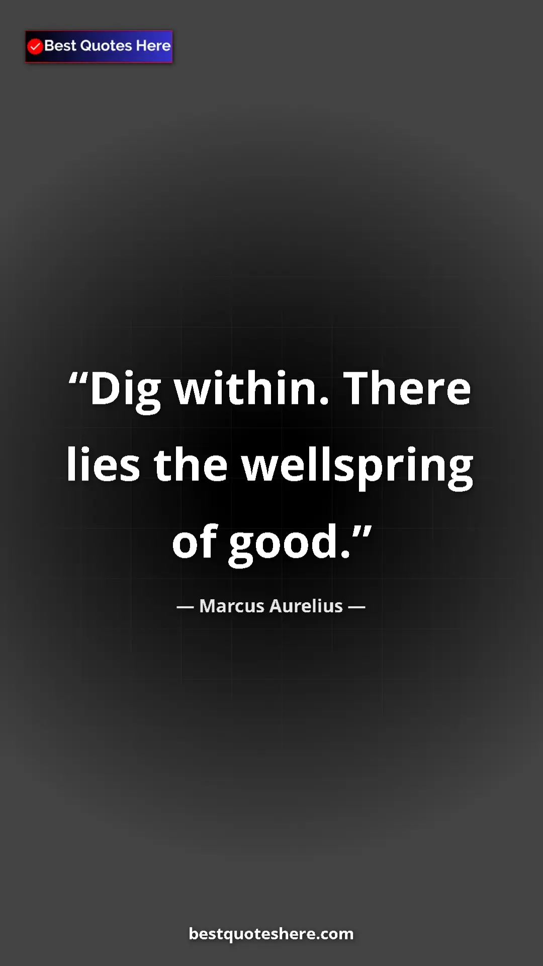 Pinterest quote poster by Marcus Aurelius: "Dig within. There lies the wellspring of good."