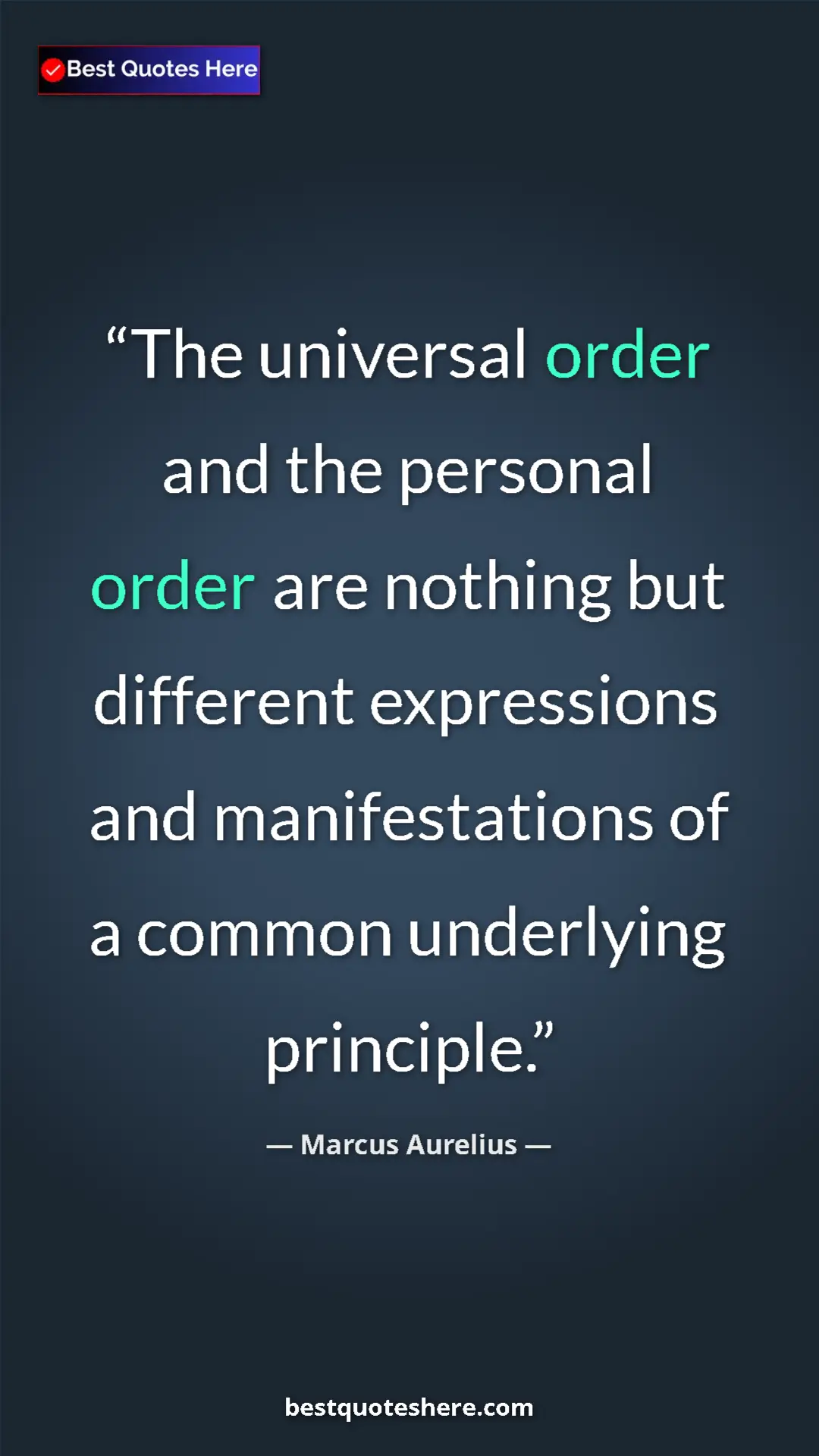 Pinterest quote poster by Marcus Aurelius: "The universal order and the personal order are nothing but..."