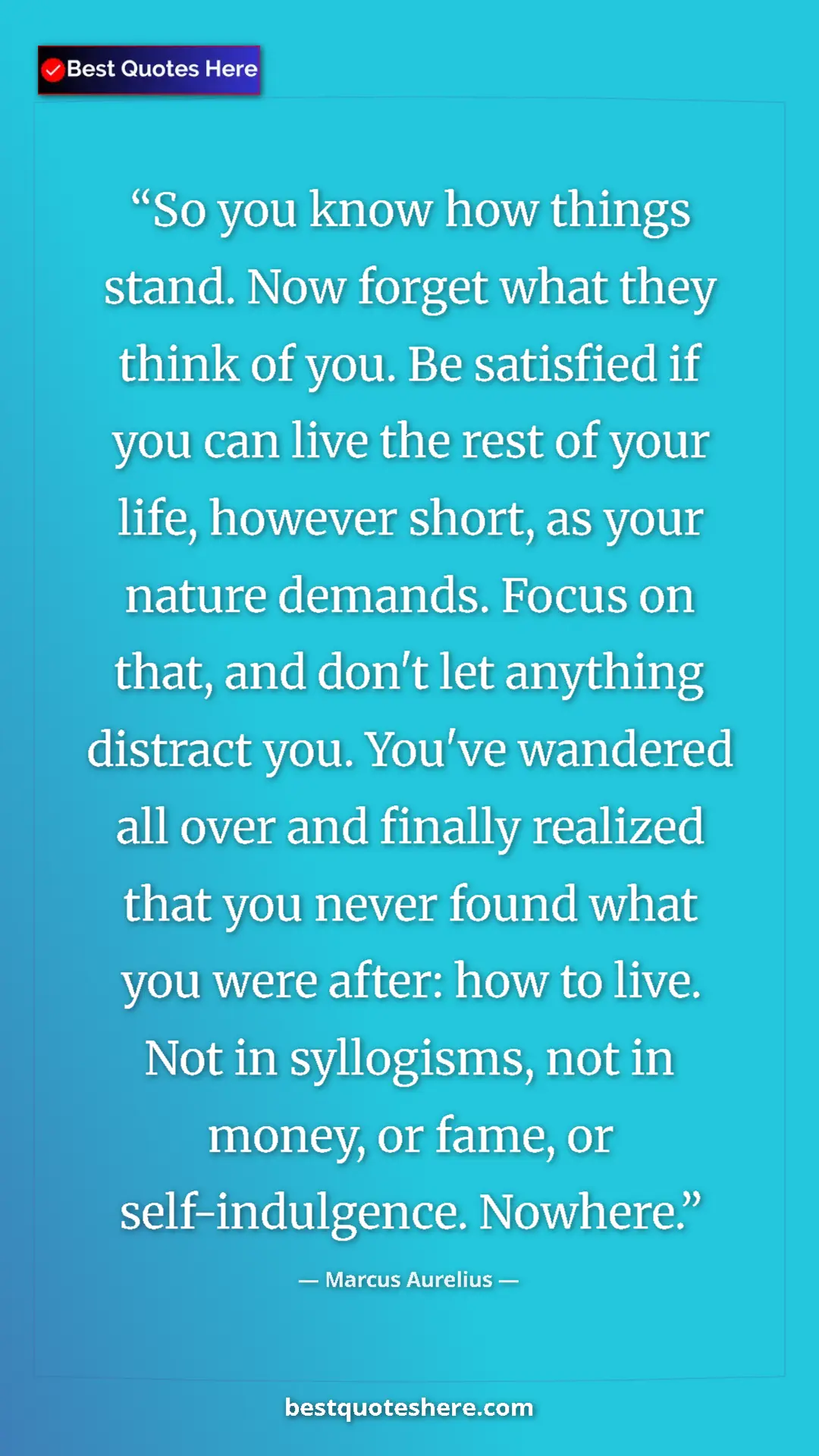 Marcus Aurelius Quote Card: "So you know how things stand. Now forget what they think of..." Pinterest quote poster by Marcus Aurelius: "So you know how things stand. Now forget what they think of..."