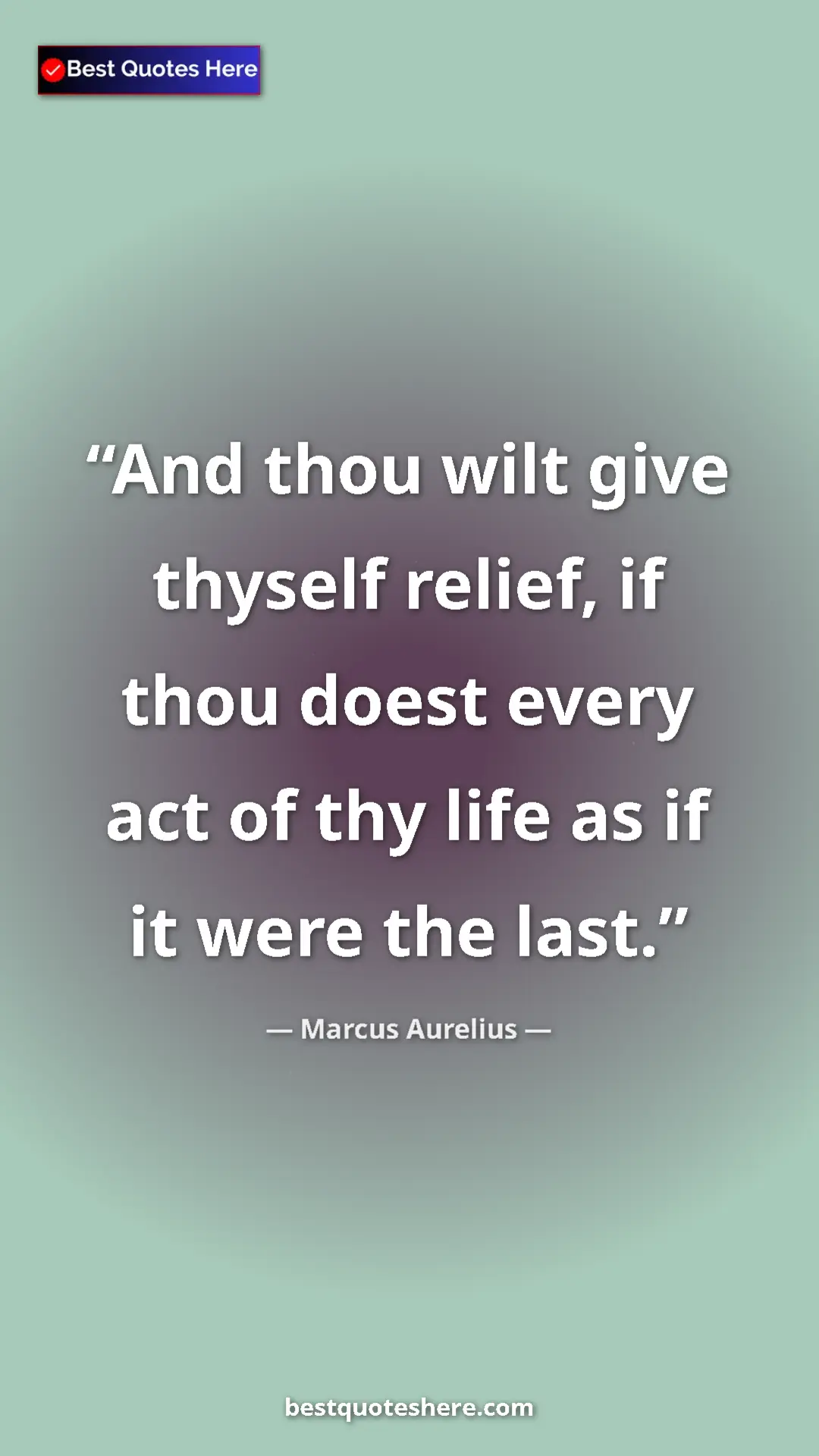 Pinterest quote poster by Marcus Aurelius: "And thou wilt give thyself relief, if thou doest every act..."