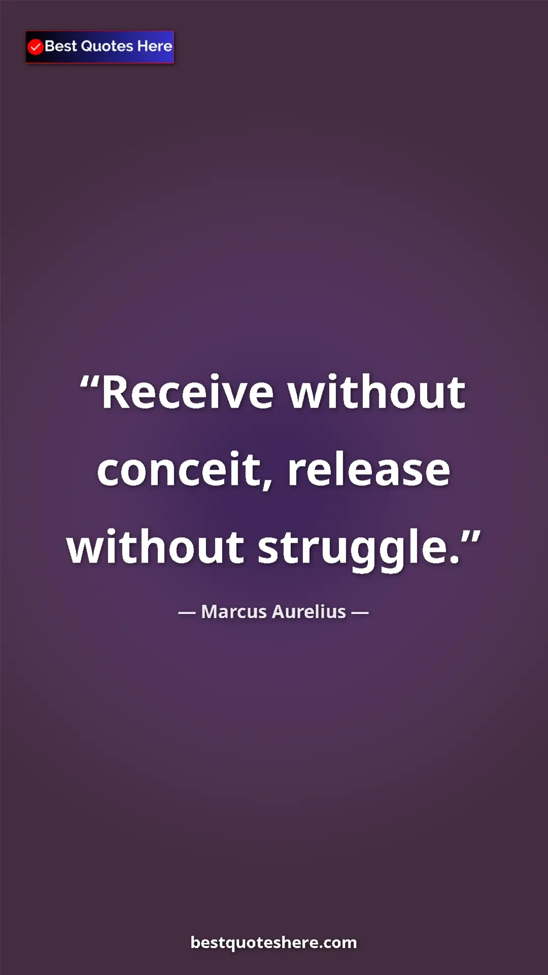 Pinterest quote poster by Marcus Aurelius: "Receive without conceit, release without struggle."