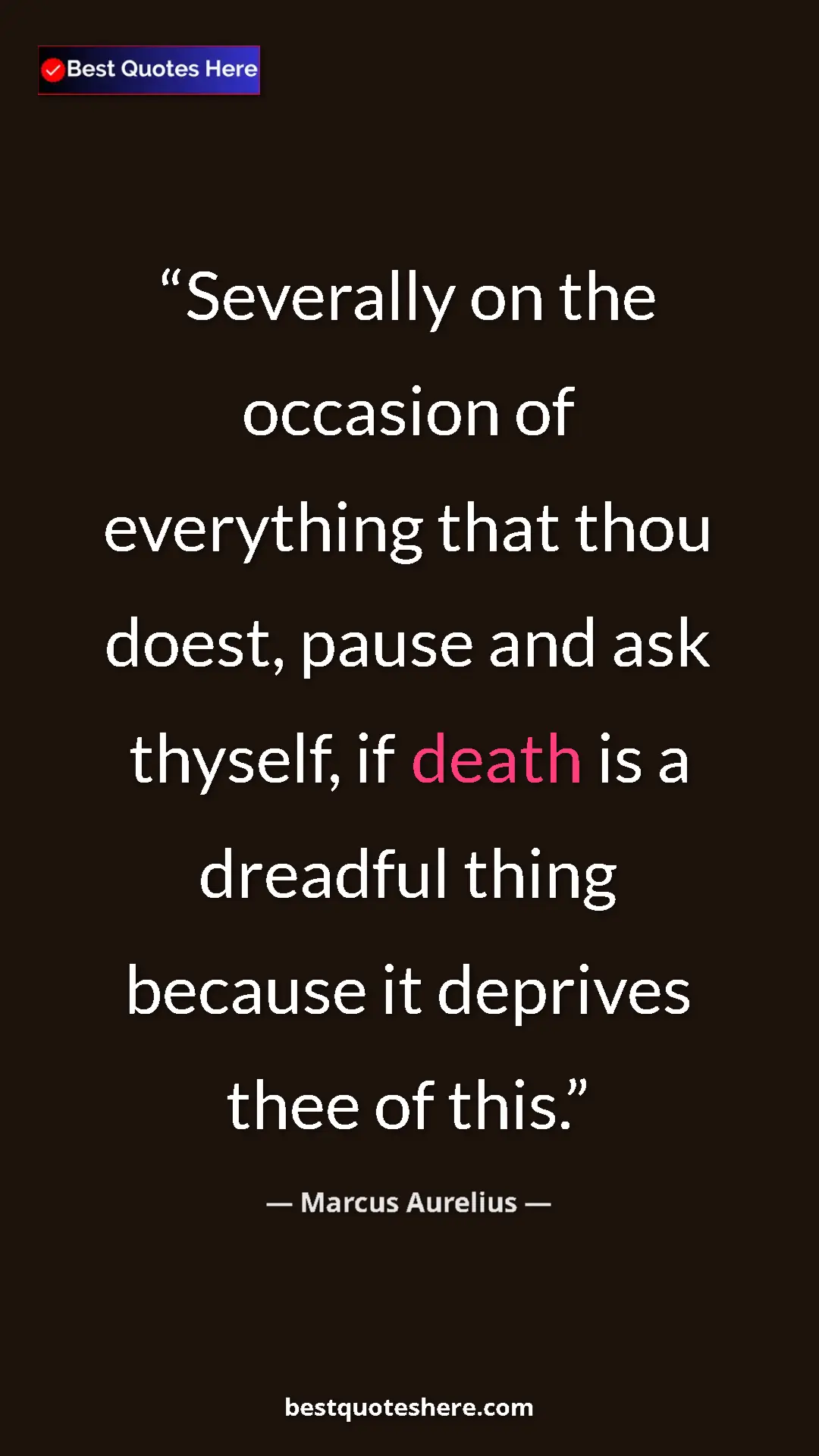 Pinterest quote poster by Marcus Aurelius: "Severally on the occasion of everything that thou doest,..."