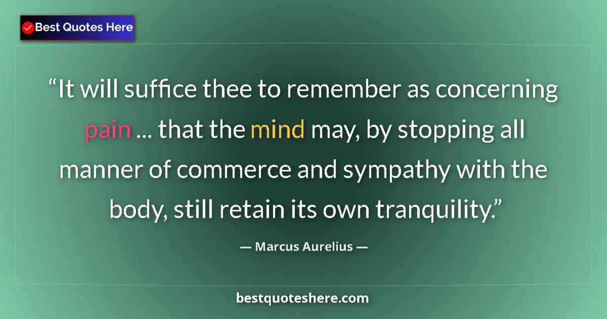 Marcus Aurelius quote: "It will suffice thee to remember as concerning pain ......"