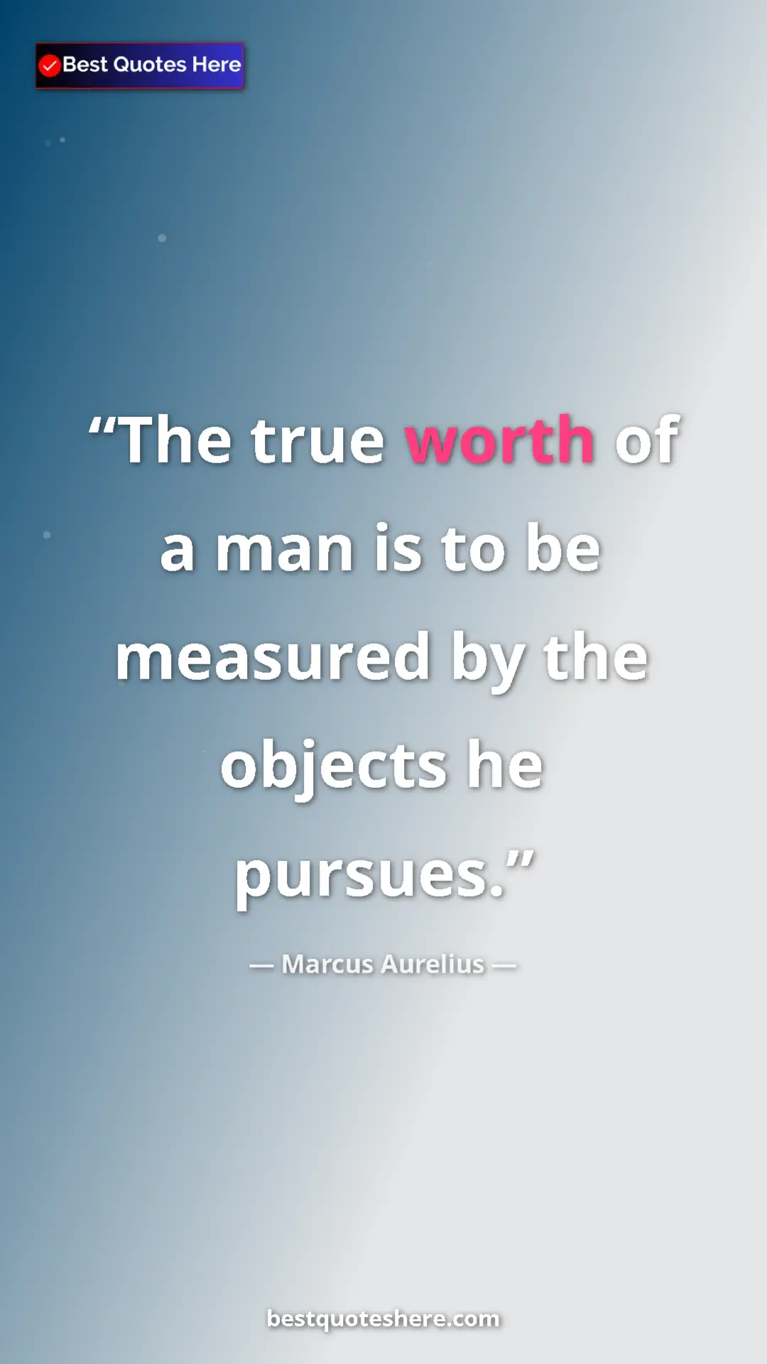 Pinterest quote poster by Marcus Aurelius: "The true worth of a man is to be measured by the objects he..."