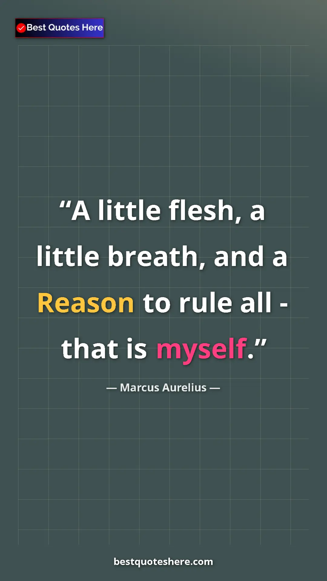 Pinterest quote poster by Marcus Aurelius: "A little flesh, a little breath, and a Reason to rule all -..."