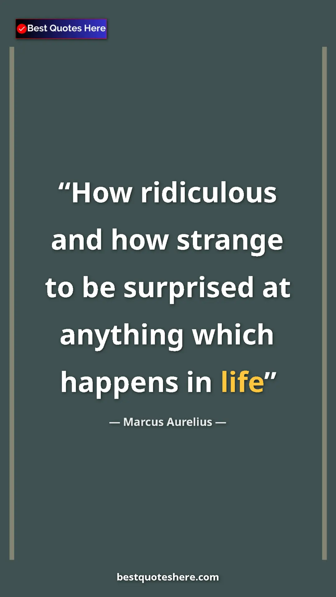 Pinterest quote poster by Marcus Aurelius: "How ridiculous and how strange to be surprised at anything..."