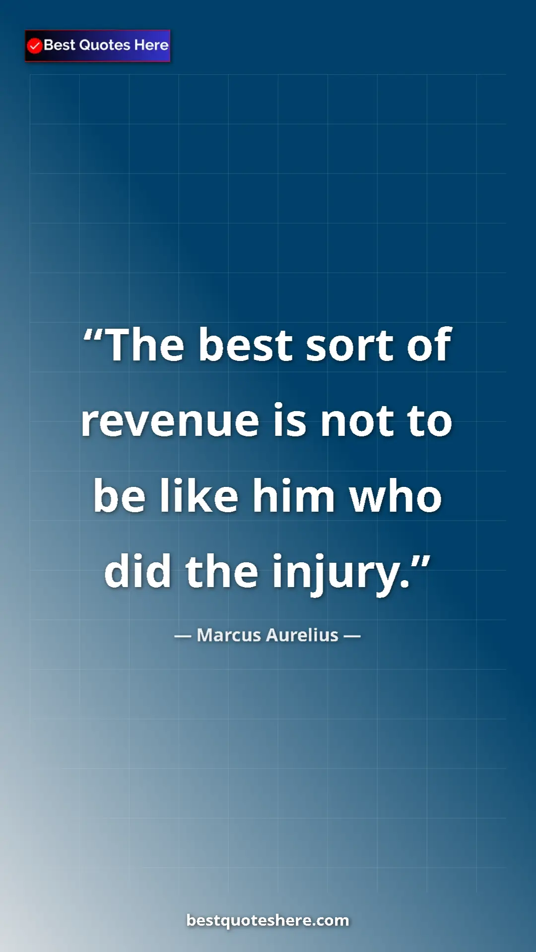 Pinterest quote poster by Marcus Aurelius: "The best sort of revenue is not to be like him who did the..."