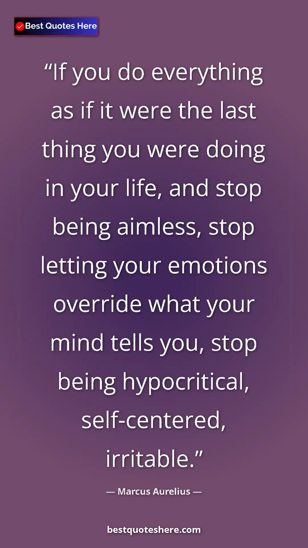 Pinterest quote poster by Marcus Aurelius: "If you do everything as if it were the last thing you were..."
