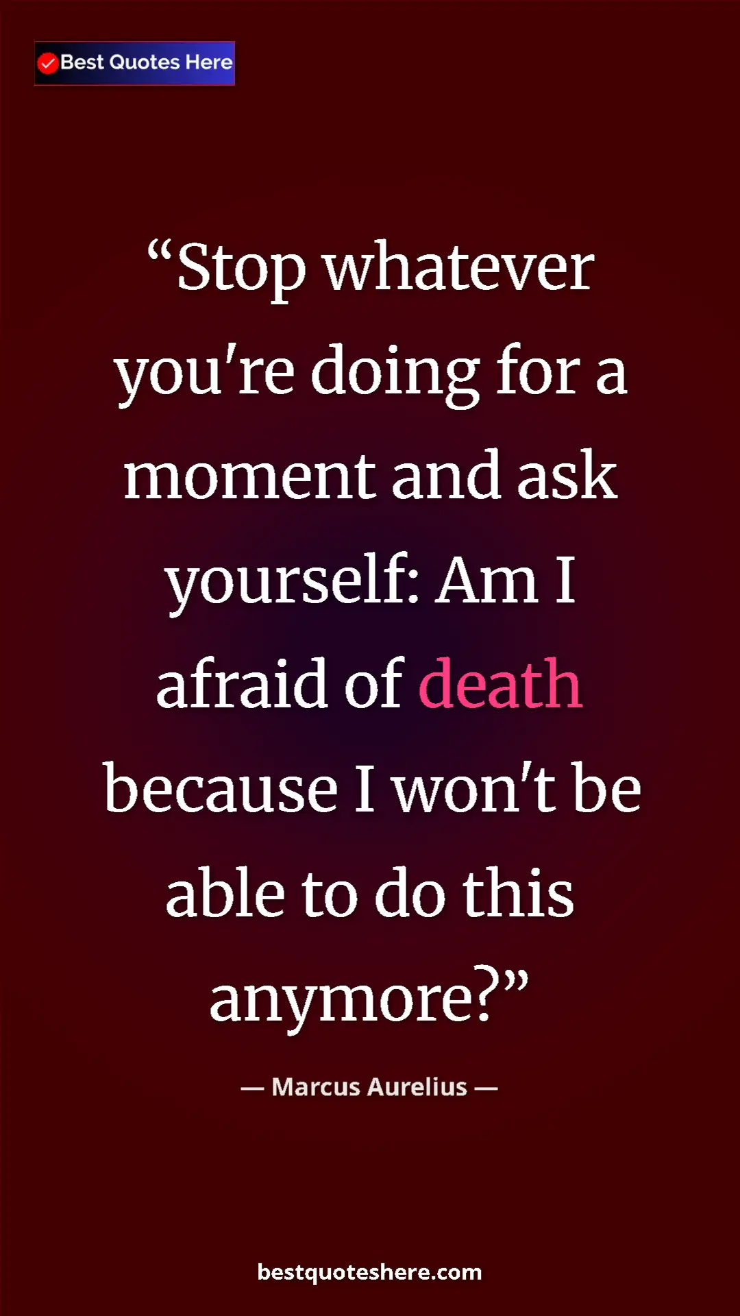 Pinterest quote poster by Marcus Aurelius: "Stop whatever you're doing for a moment and ask yourself:..."