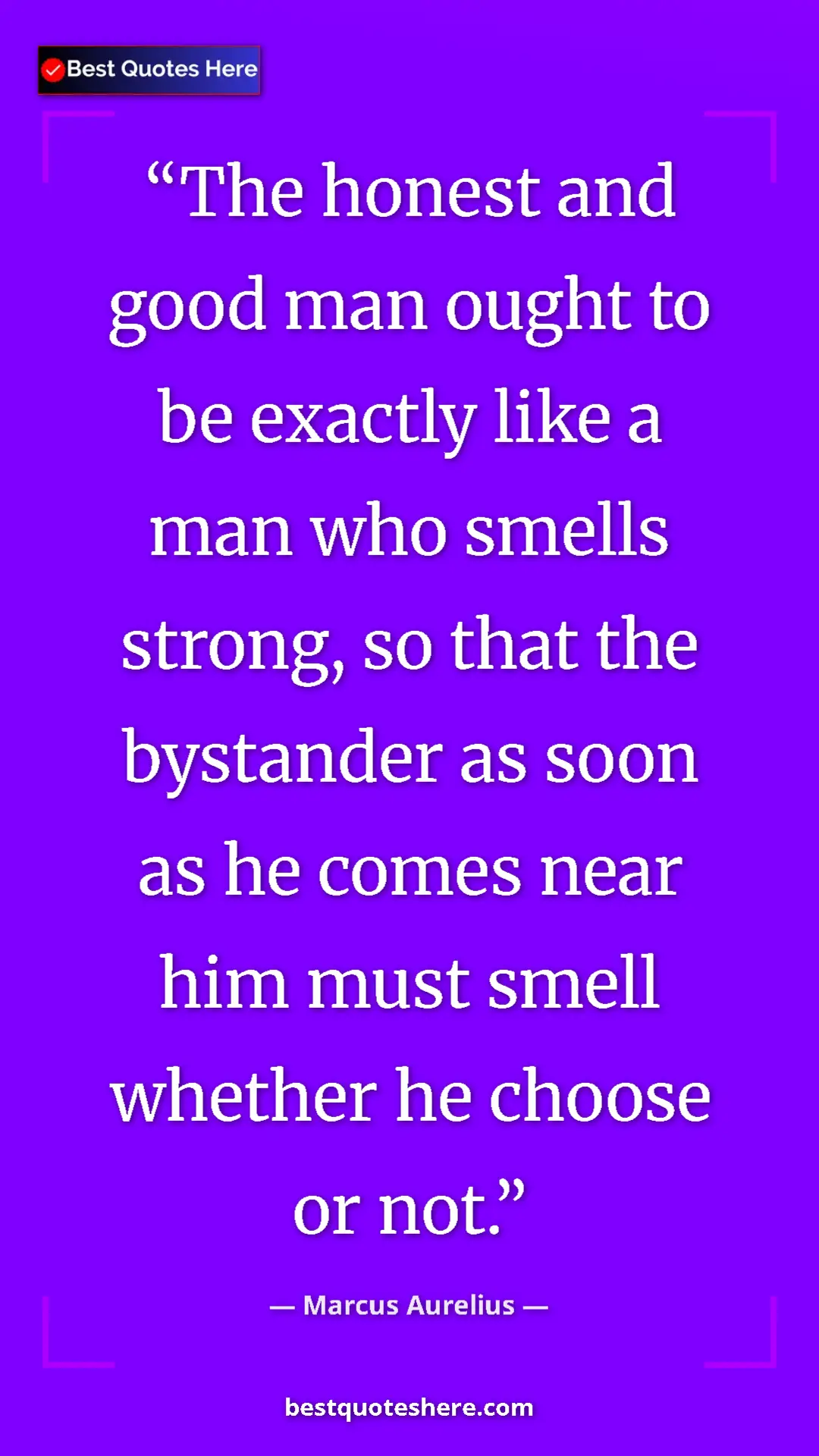 Pinterest quote poster by Marcus Aurelius: "The honest and good man ought to be exactly like a man who..."