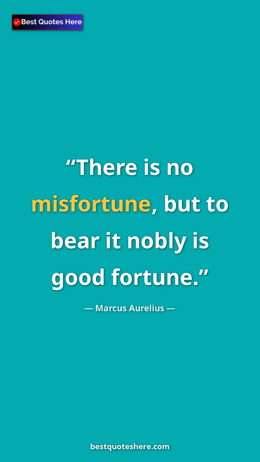 Pinterest quote poster by Marcus Aurelius: "There is no misfortune, but to bear it nobly is good..."