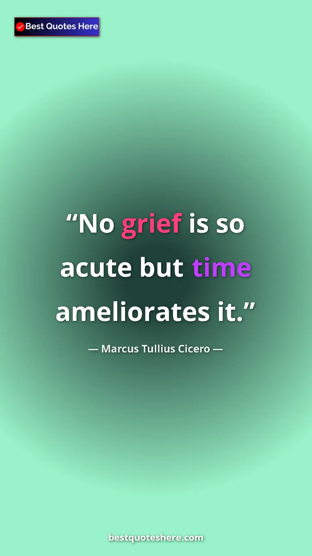 Pinterest quote poster by Marcus Tullius Cicero: "No grief is so acute but time ameliorates it."