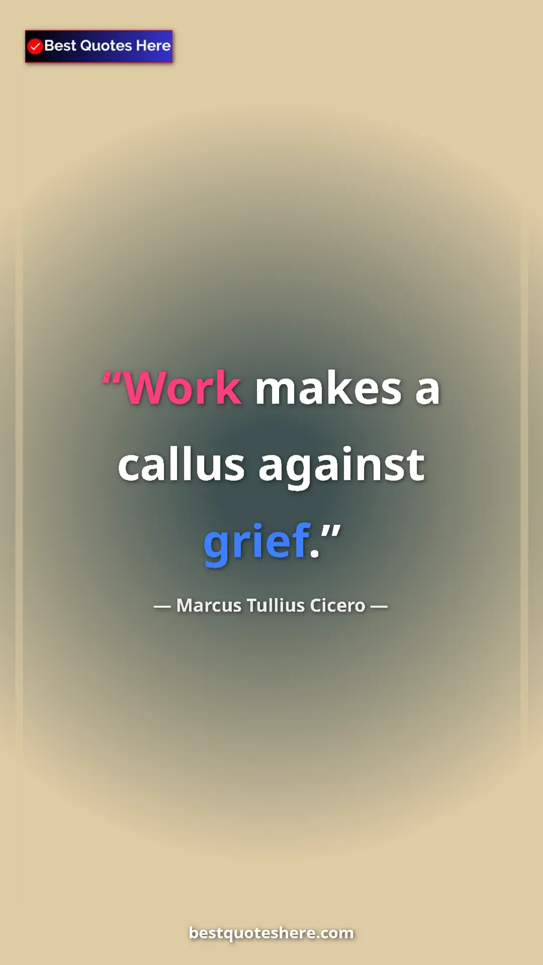Pinterest quote poster by Marcus Tullius Cicero: "Work makes a callus against grief."