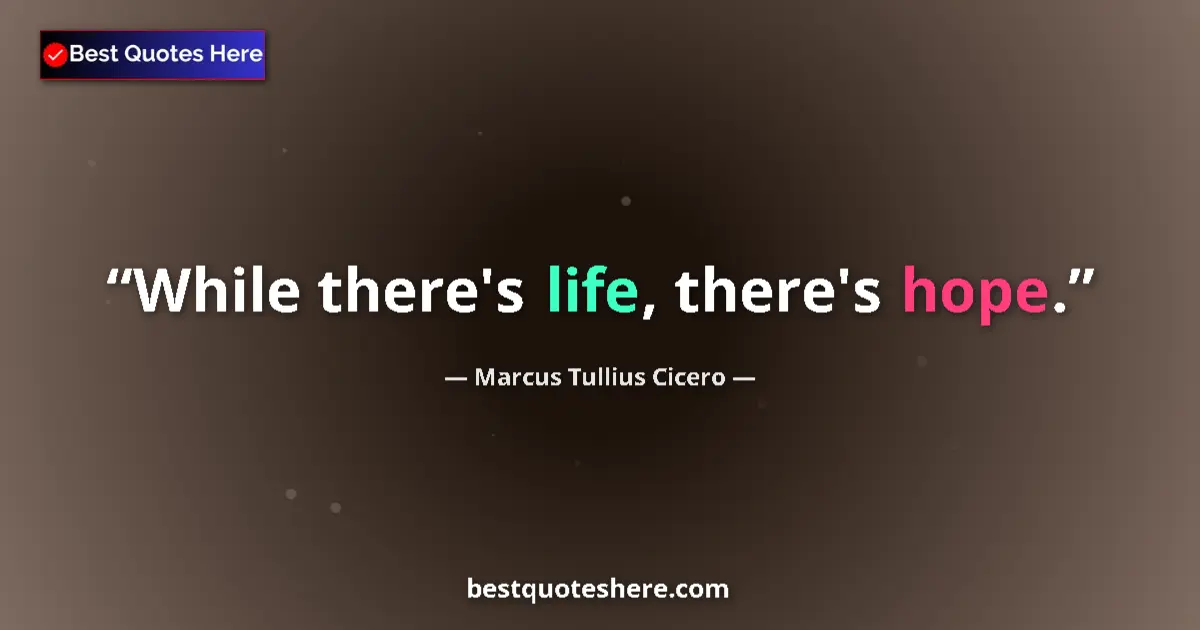 Quote by Marcus Tullius Cicero: While there's life, there's hope....