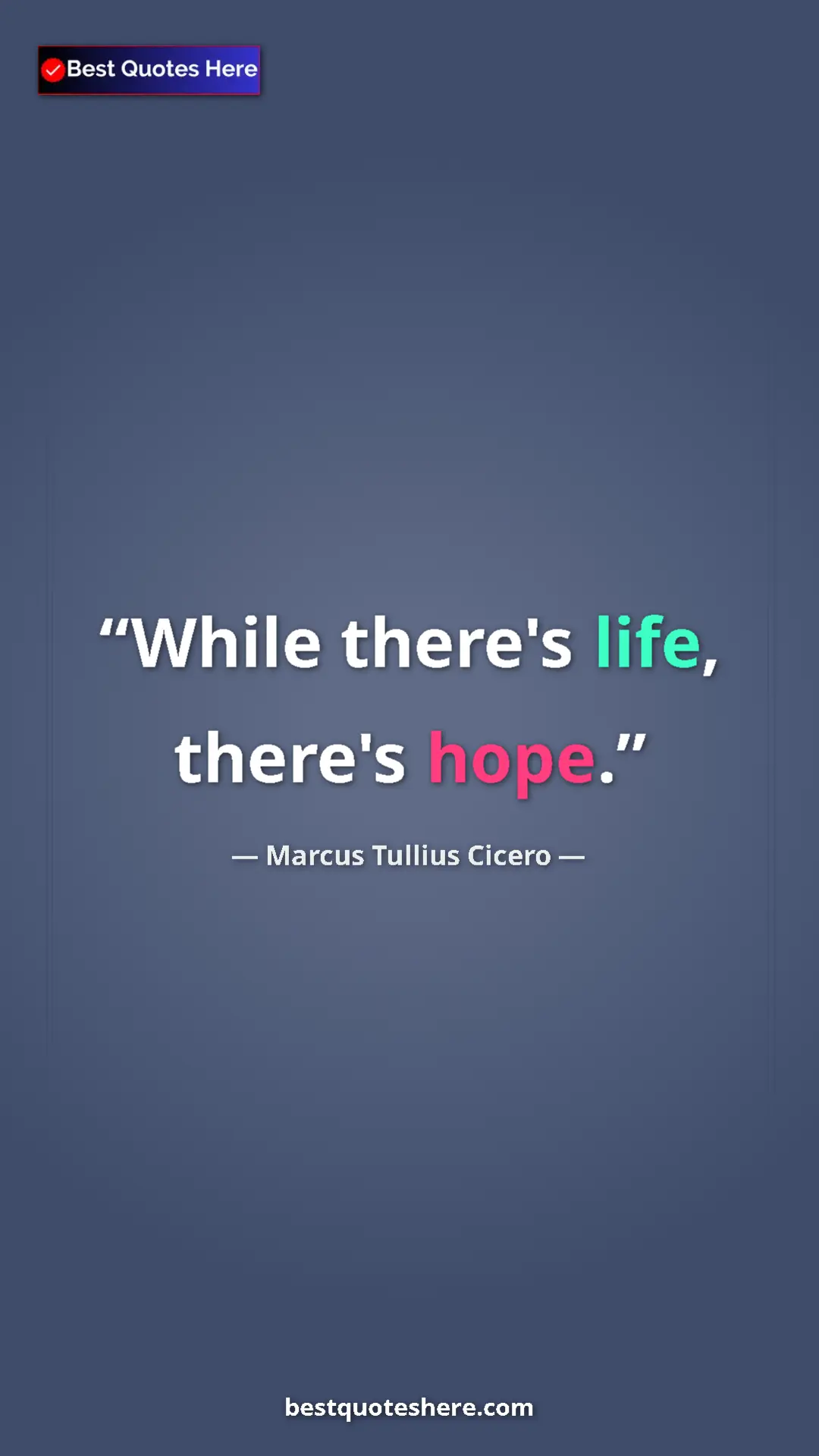 Pinterest quote poster by Marcus Tullius Cicero: "While there's life, there's hope."