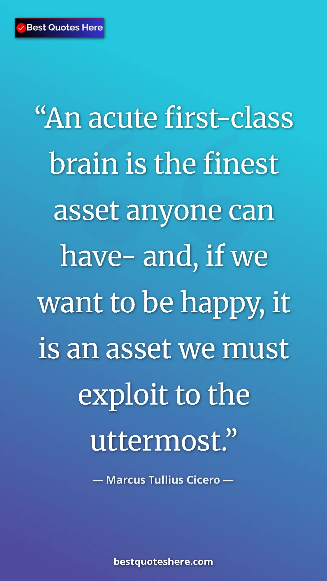 Pinterest quote poster by Marcus Tullius Cicero: "An acute first-class brain is the finest asset anyone can..."
