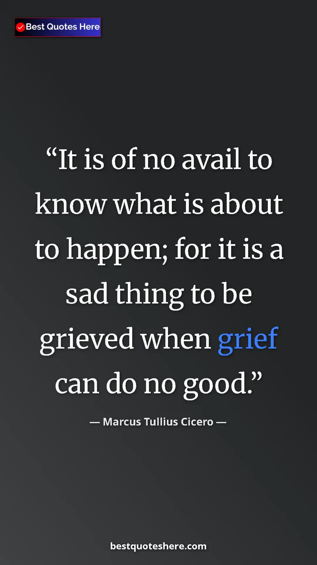 Pinterest quote poster by Marcus Tullius Cicero: "It is of no avail to know what is about to happen; for it..."