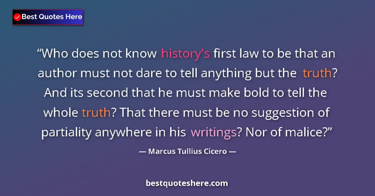 Quote by Marcus Tullius Cicero: Who does not know history's first law to be that an author must not dare to tell anything but the tr...