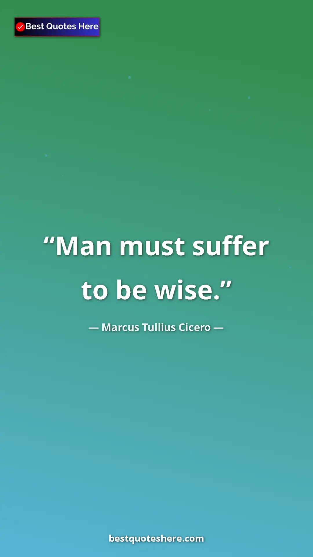 Pinterest quote poster by Marcus Tullius Cicero: "Man must suffer to be wise."