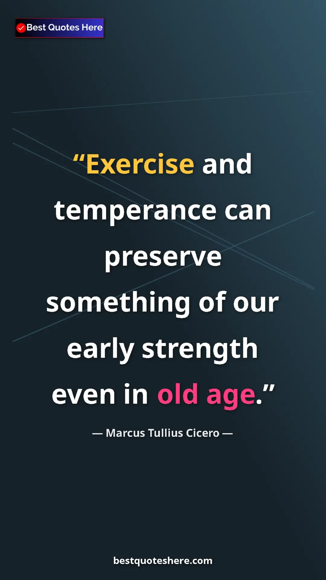 Pinterest quote poster by Marcus Tullius Cicero: "Exercise and temperance can preserve something of our early..."