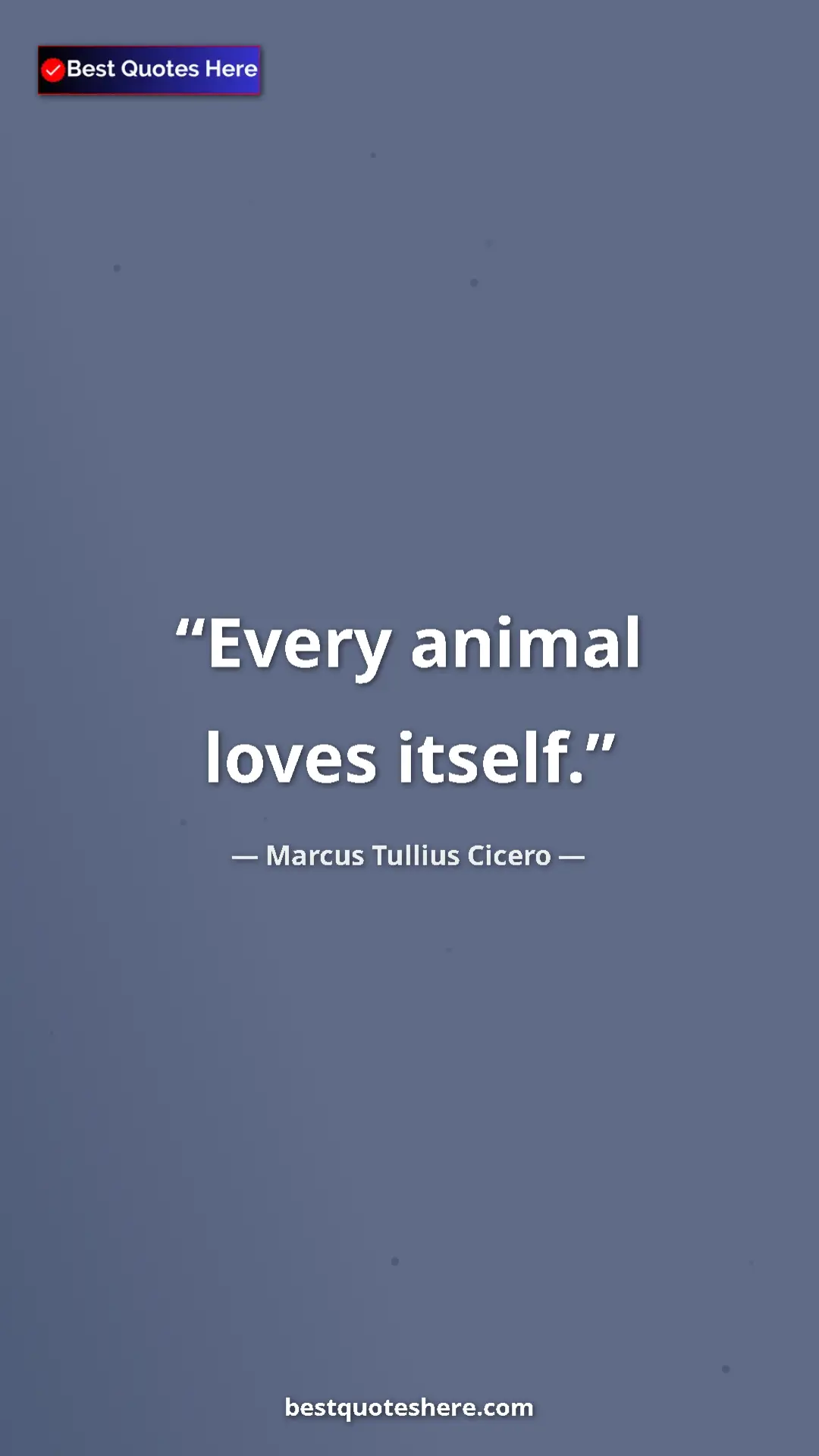 Marcus Tullius Cicero Quote Card: "Every animal loves itself." Pinterest quote poster by Marcus Tullius Cicero: "Every animal loves itself."