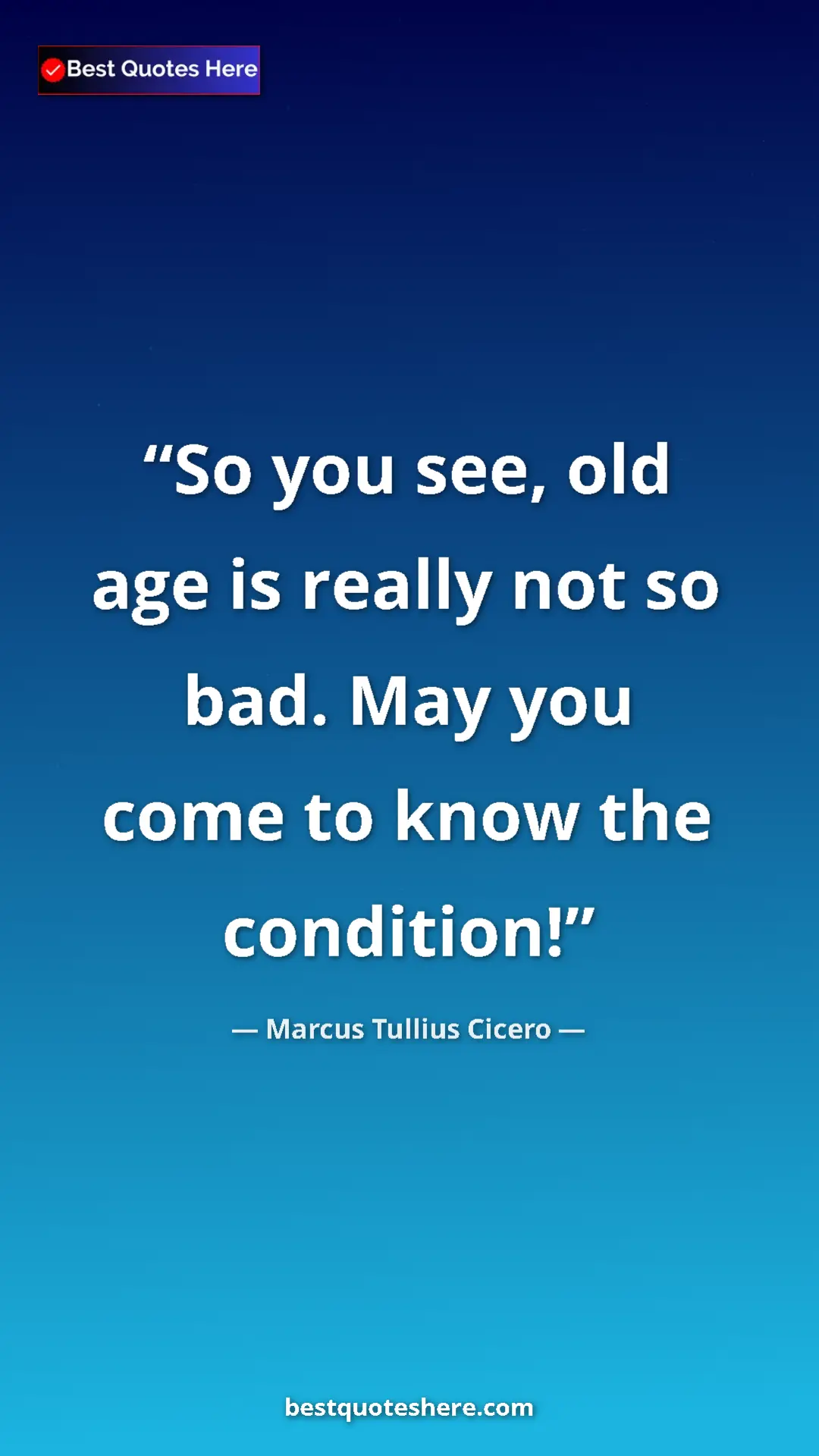 Pinterest quote poster by Marcus Tullius Cicero: "So you see, old age is really not so bad. May you come to..."