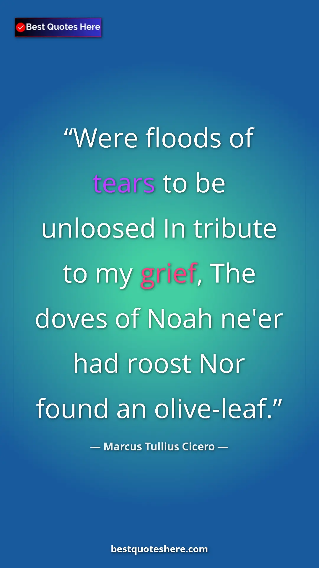 Pinterest quote poster by Marcus Tullius Cicero: "Were floods of tears to be unloosed In tribute to my grief,..."