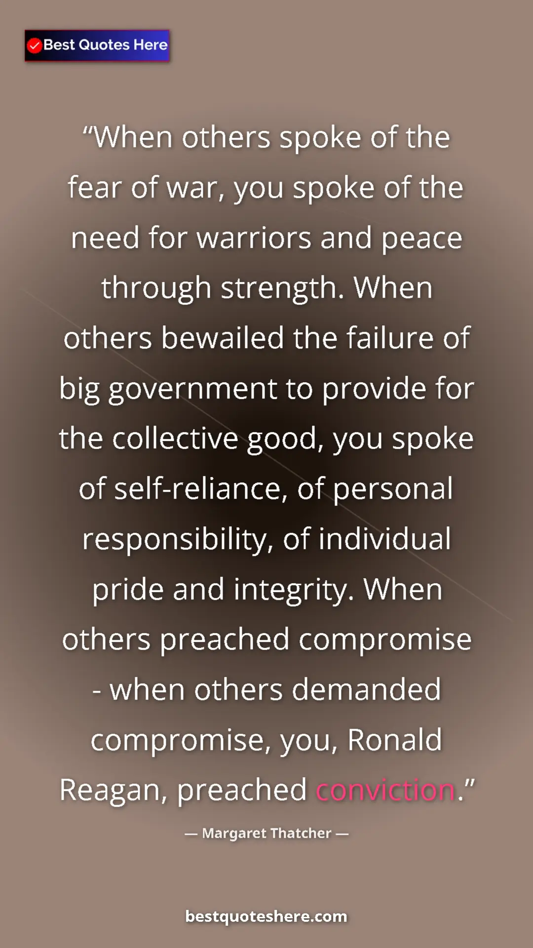 Margaret Thatcher Quote Card: "When others spoke of the fear of war, you spoke of the need..." Pinterest quote poster by Margaret Thatcher: "When others spoke of the fear of war, you spoke of the need..."