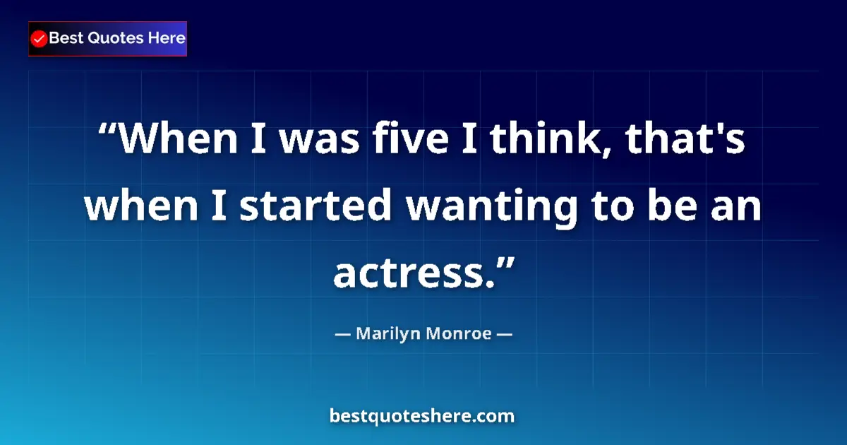 Quote by Marilyn Monroe: When I was five I think, that's when I started wan
