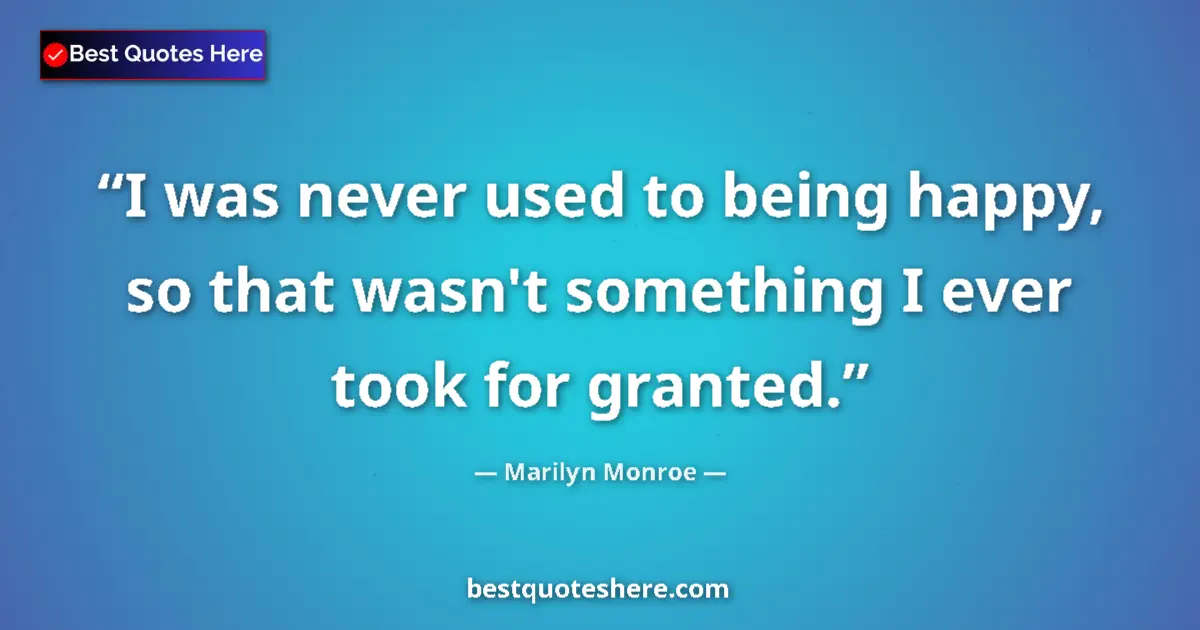 Quote by Marilyn Monroe: I was never used to being happy, so that wasn't so