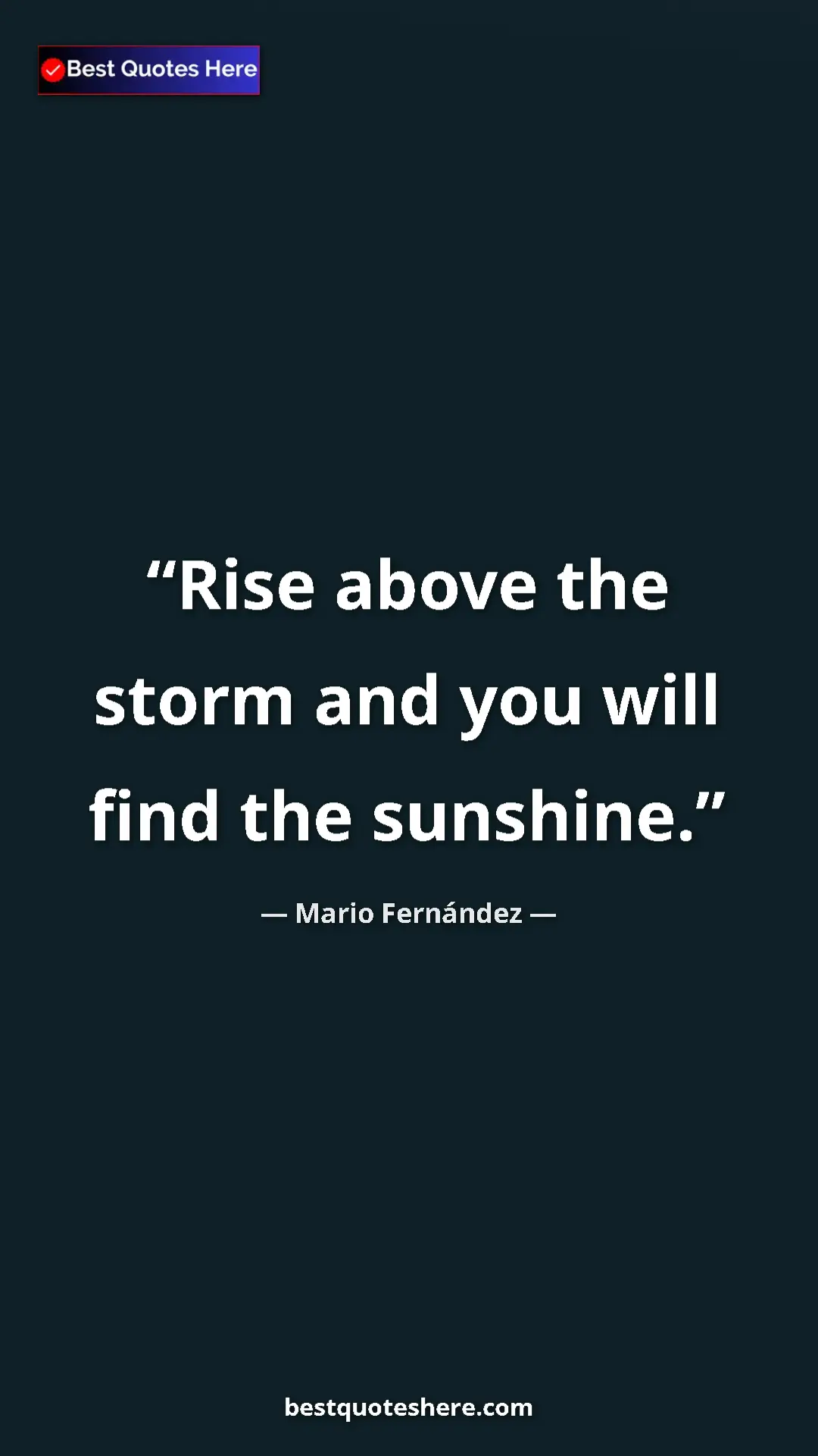 Pinterest quote poster by Mario Fernández: "Rise above the storm and you will find the sunshine."