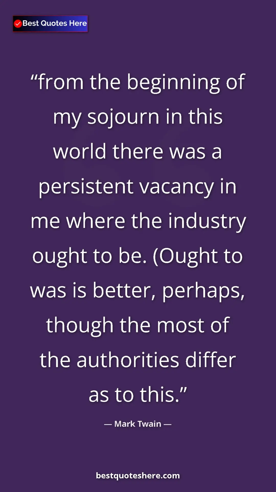 Pinterest quote poster by Mark Twain: "from the beginning of my sojourn in this world there was a..."