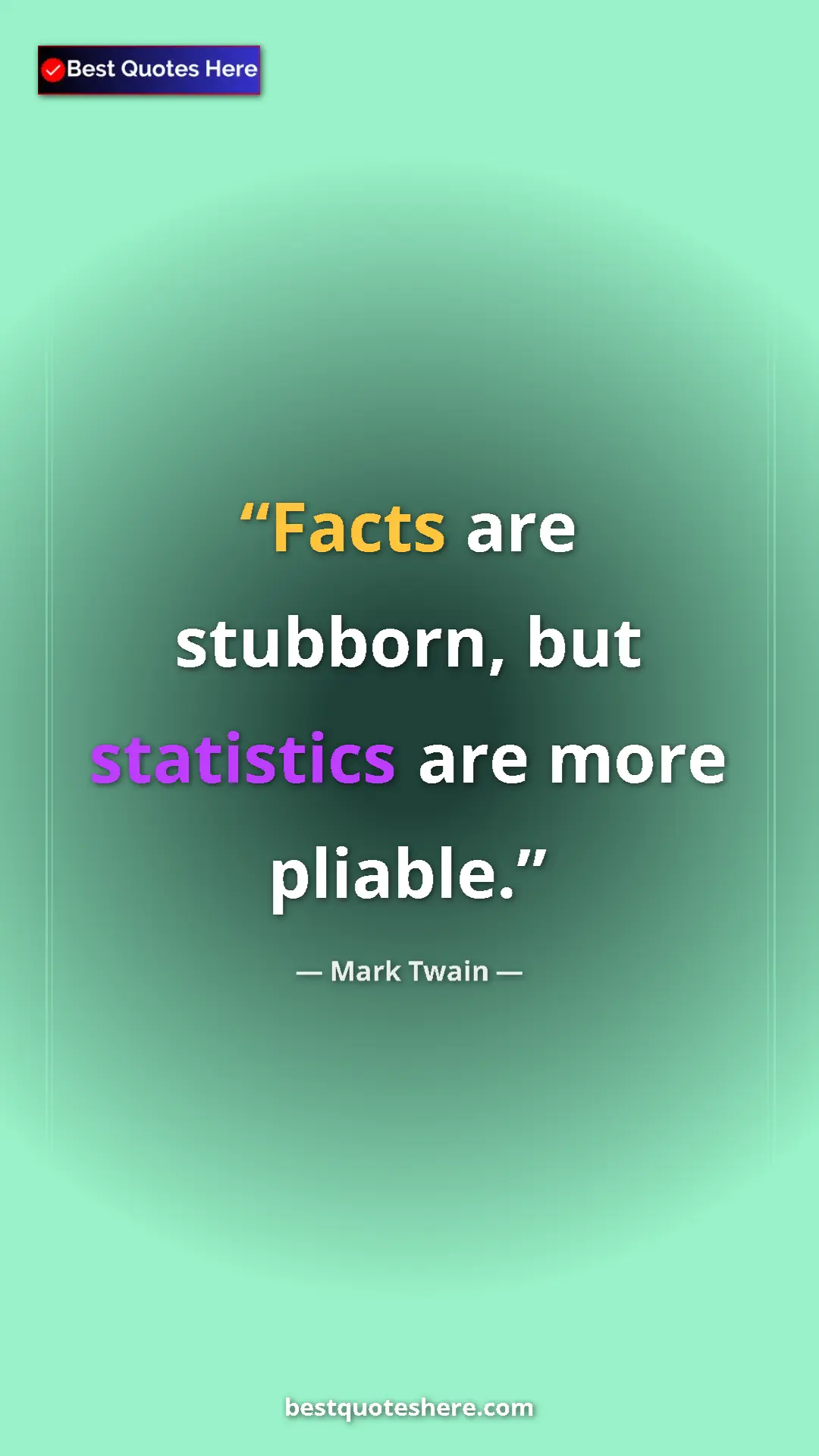 Pinterest quote poster by Mark Twain: "Facts are stubborn, but statistics are more pliable."