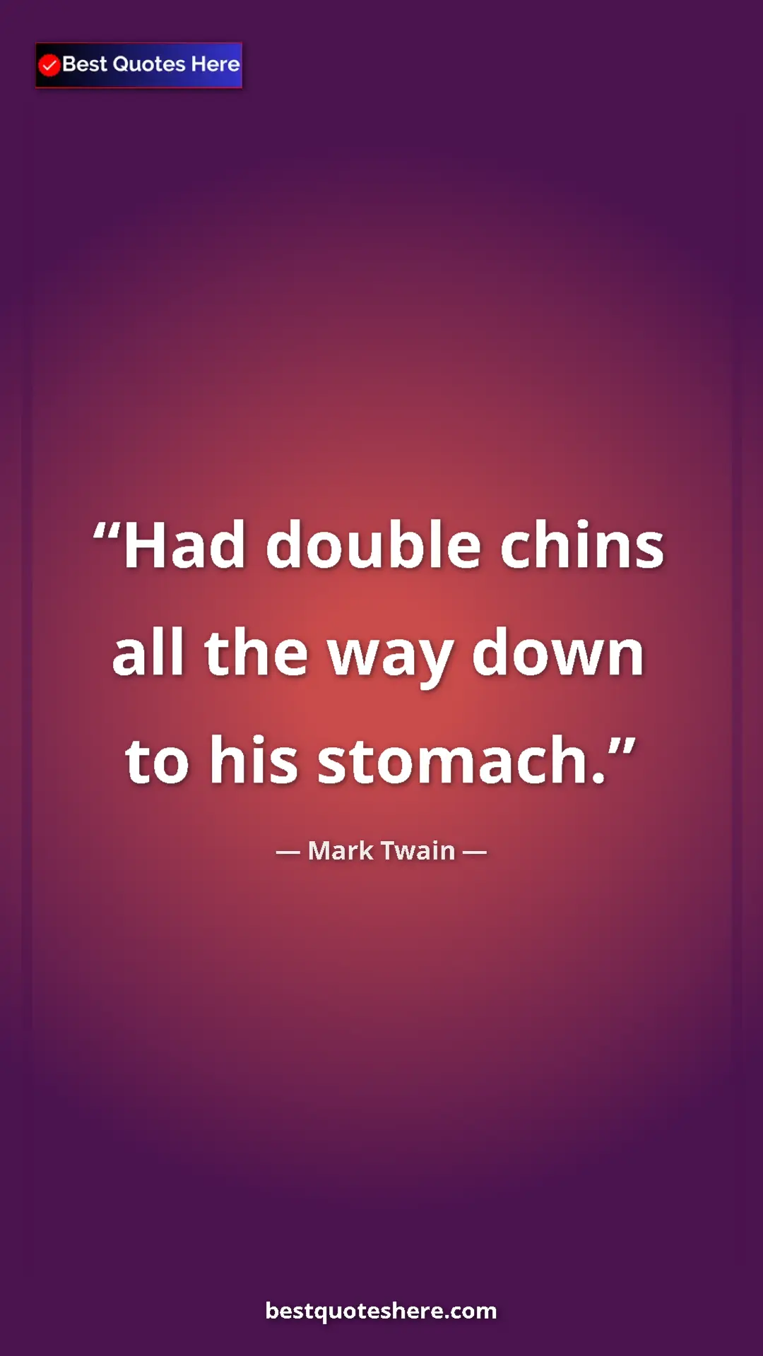 Pinterest quote poster by Mark Twain: "Had double chins all the way down to his stomach."