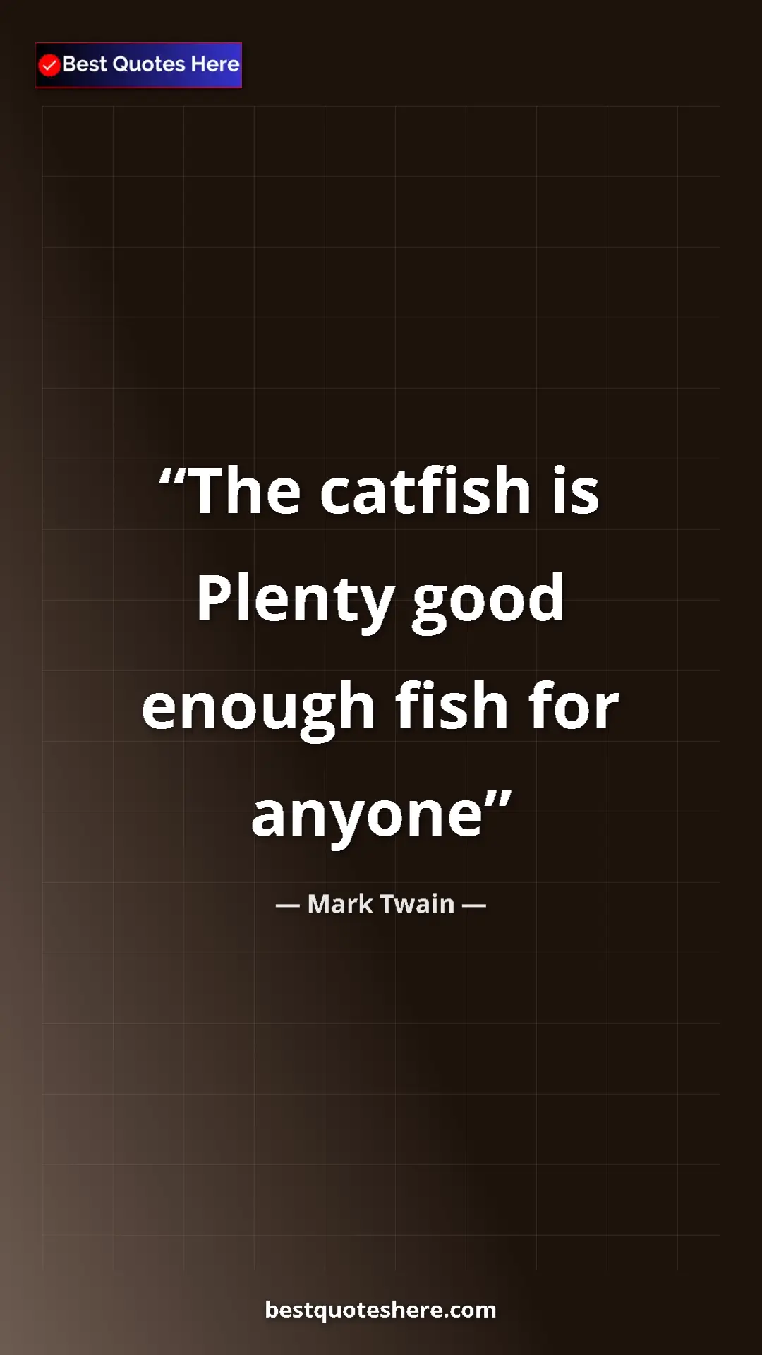 Pinterest quote poster by Mark Twain: "The catfish is Plenty good enough fish for anyone"
