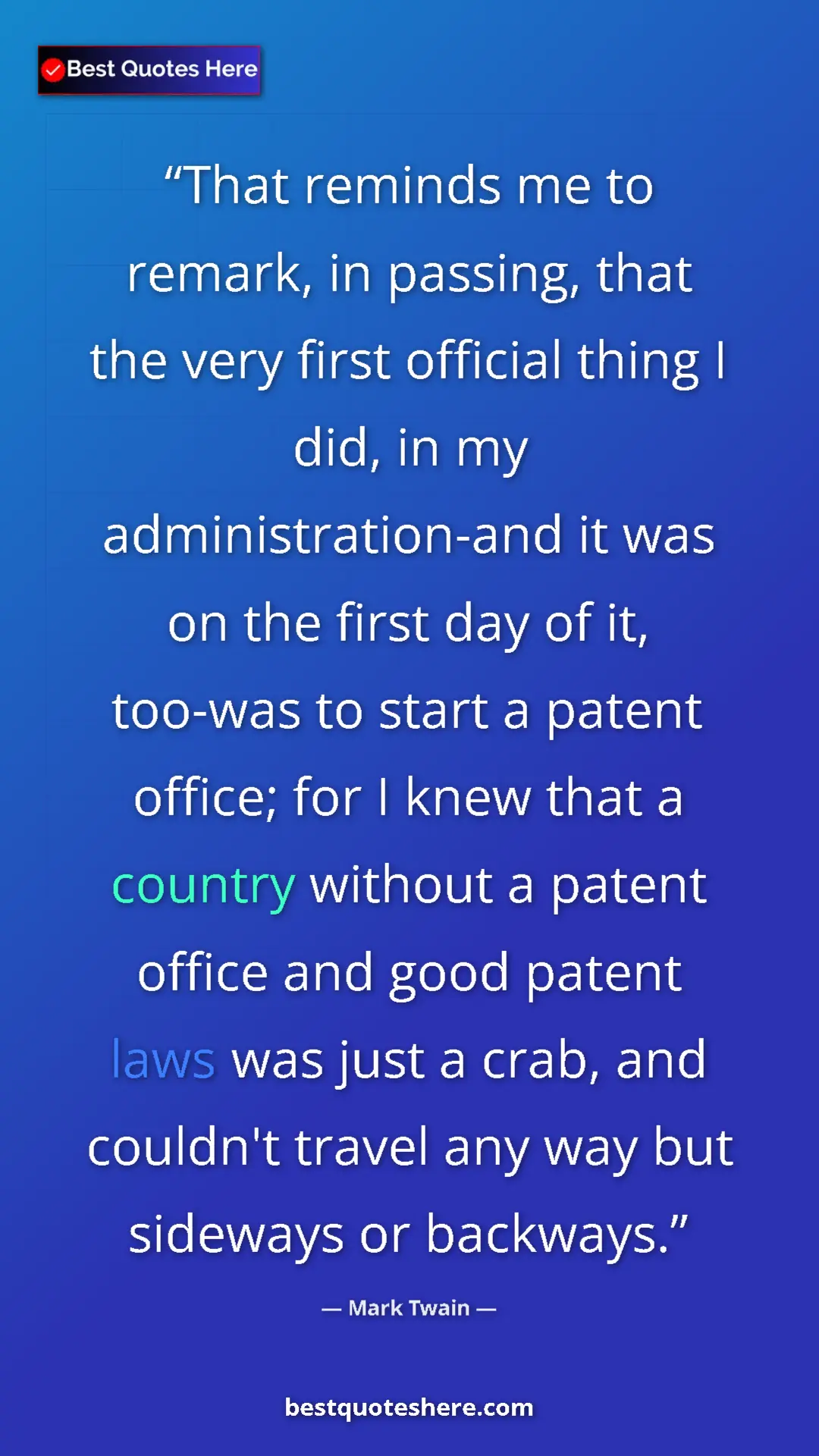 Mark Twain Quote Card: "That reminds me to remark, in passing, that the very first..." Pinterest quote poster by Mark Twain: "That reminds me to remark, in passing, that the very first..."