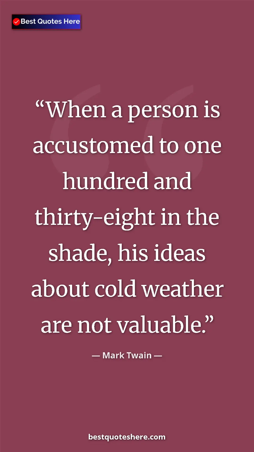 Pinterest quote poster by Mark Twain: "When a person is accustomed to one hundred and thirty-eight..."