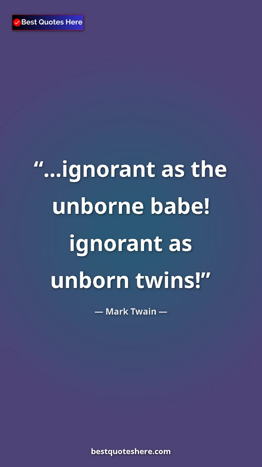Pinterest quote poster by Mark Twain: "...ignorant as the unborne babe! ignorant as unborn twins!"