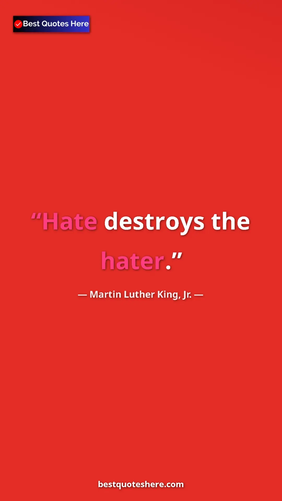 Pinterest quote poster by Martin Luther King, Jr.: "Hate destroys the hater."
