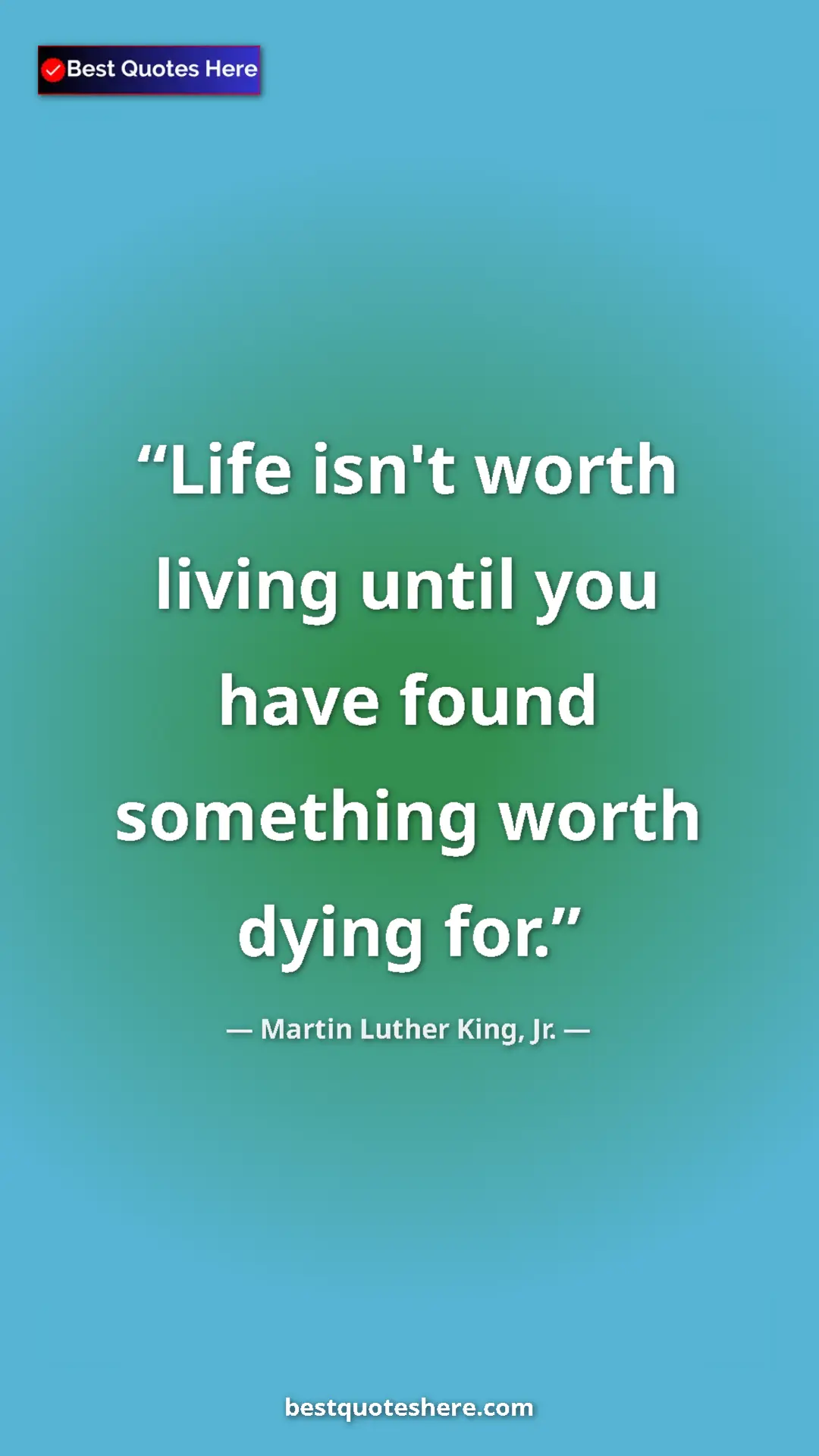 Martin Luther King, Jr. Quote Card: "Life isn't worth living until you have found something..." Pinterest quote poster by Martin Luther King, Jr.: "Life isn't worth living until you have found something..."