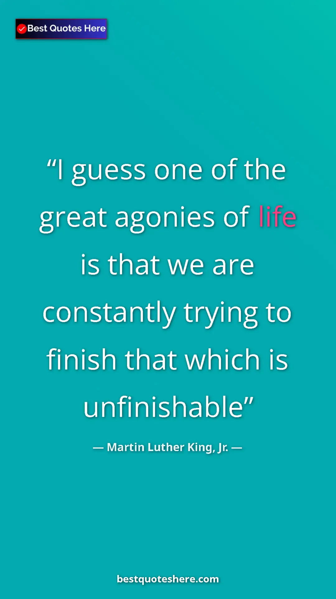 Pinterest quote poster by Martin Luther King, Jr.: "I guess one of the great agonies of life is that we are..."