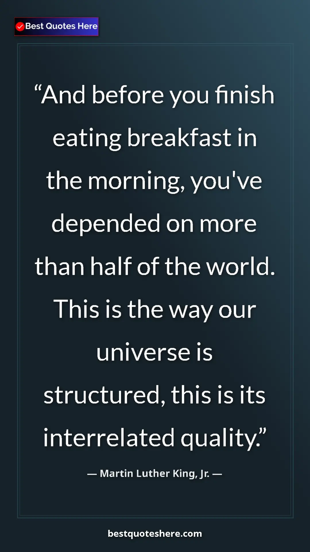 Pinterest quote poster by Martin Luther King, Jr.: "And before you finish eating breakfast in the morning, you'v"
