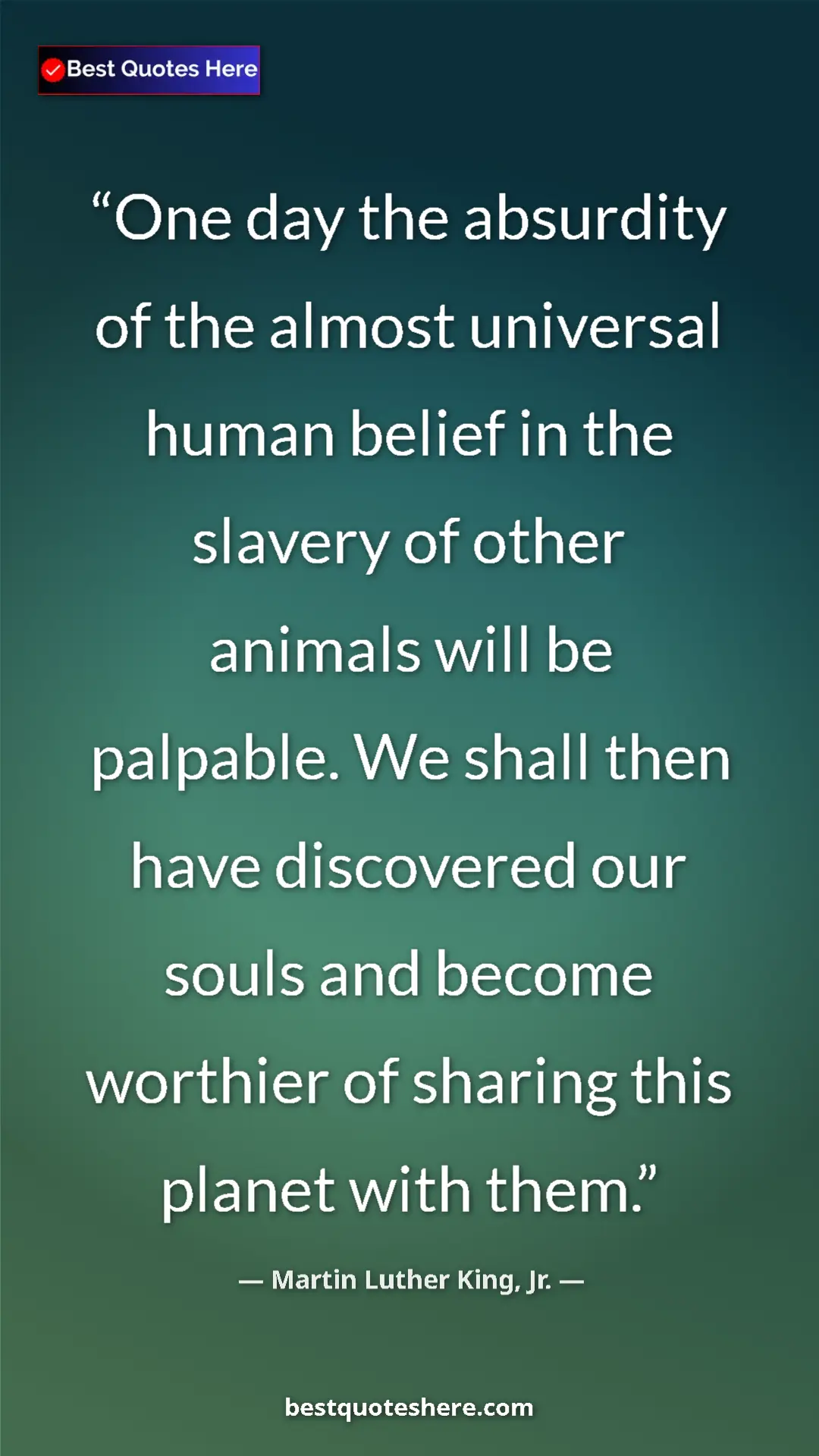 Martin Luther King, Jr. Quote Card: "One day the absurdity of the almost universal human belief..." Pinterest quote poster by Martin Luther King, Jr.: "One day the absurdity of the almost universal human belief..."